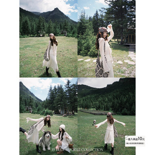 蕾丝不规则半裙套装 清冷感温柔花边V领针织衫 清雅情诗 女 BLUE