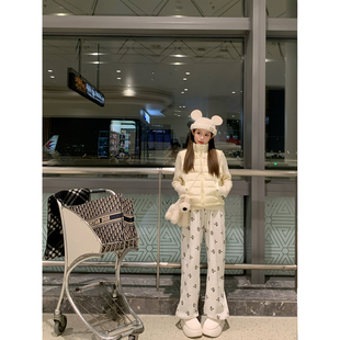 慵懒风休闲直筒长裤 2色百搭米奇印花加绒卫裤 米奇妙妙屋 BLUE