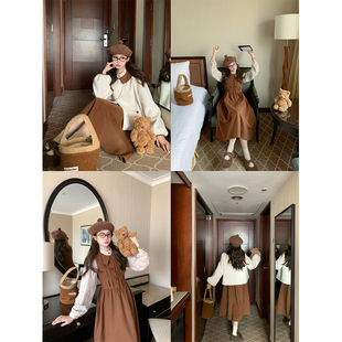 毛呢外套小个子套装 30羊毛娃娃领连衣裙灯笼袖 魔法森林 BLUE