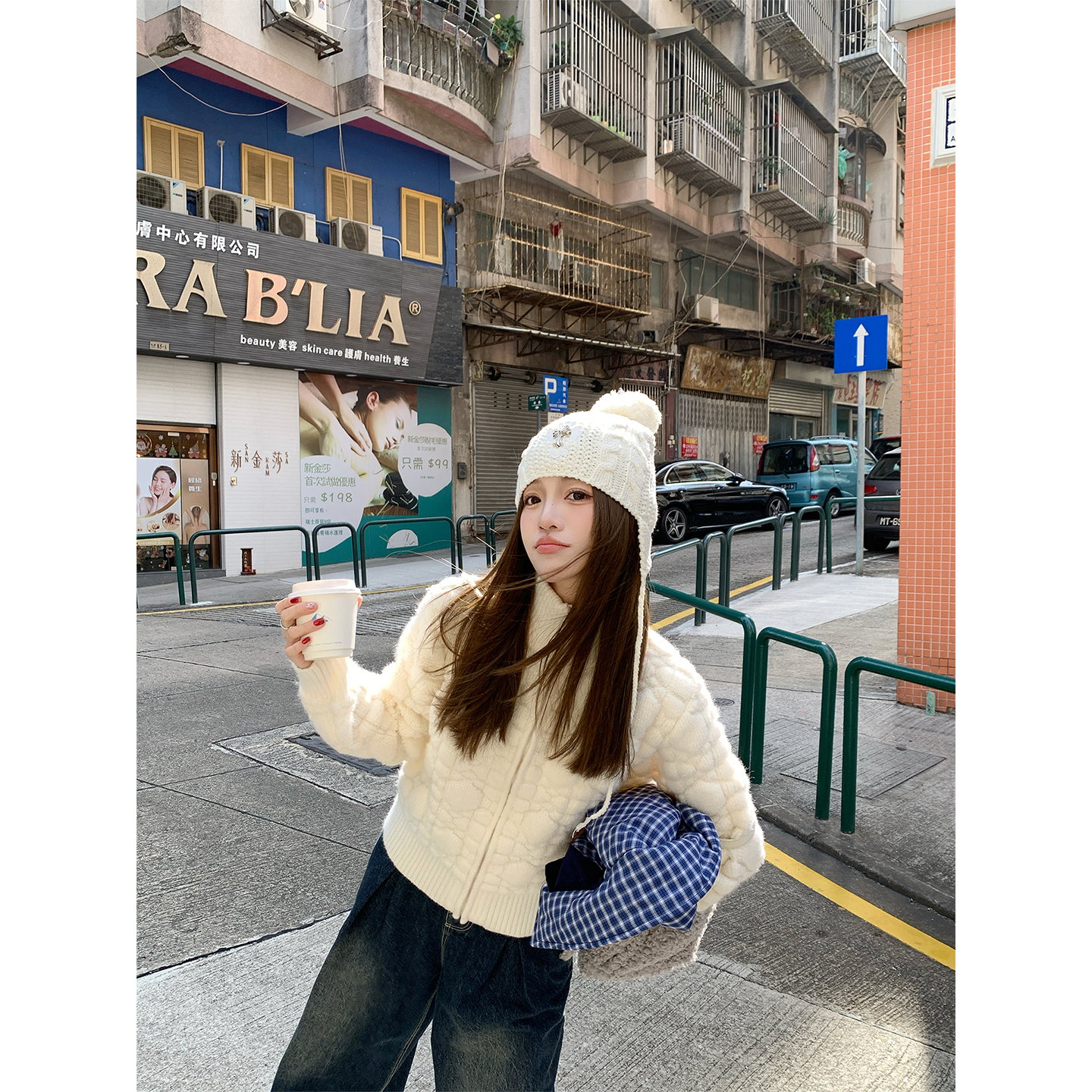 FFBLUE拉链半高领毛衣