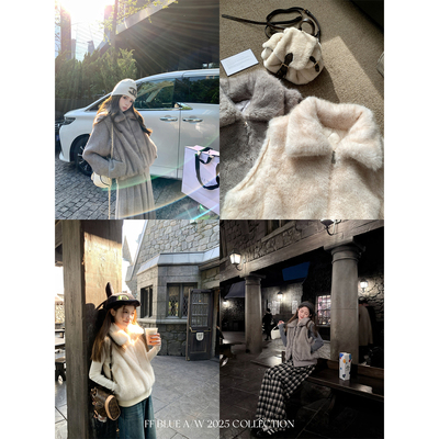 FFBLUE环保皮草针织马甲