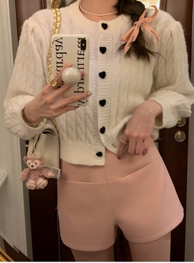 FF BLUE 草莓布蕾 少女感百搭基础款短裤黑色通勤休闲裤