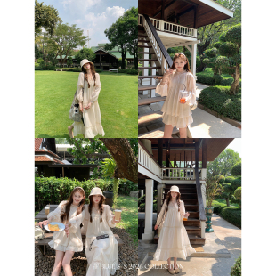 海盐奶片温柔度假多工艺拼接上衣提花半裙肌理连衣裙套装 BLUE