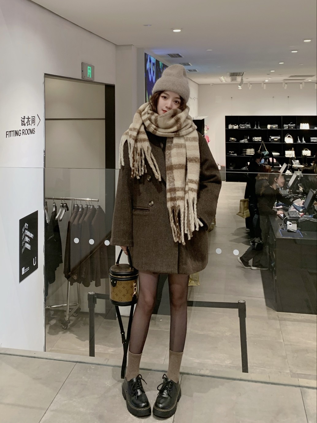 大衣中长外套夹棉羊毛高级感复古