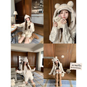 秋冬女 安迪绒v领麻花针织上衣百搭短裤 BLUE 套装 初雪奶酥