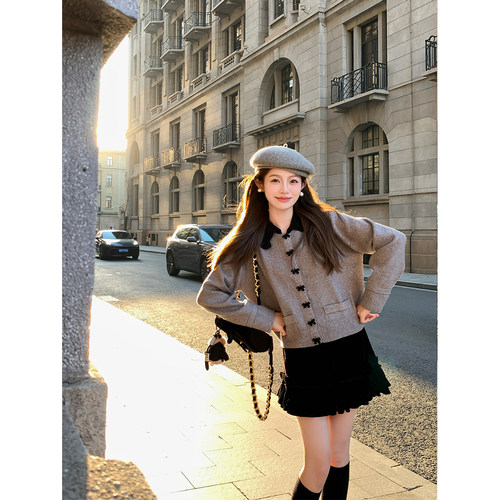 FFBLUE套装蝴蝶结丝绒韩系小个子