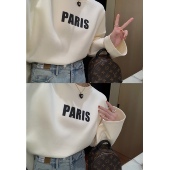 白色t恤女内搭上衣 2色厚实质感字母宽松休闲长袖 BLUE Paris.