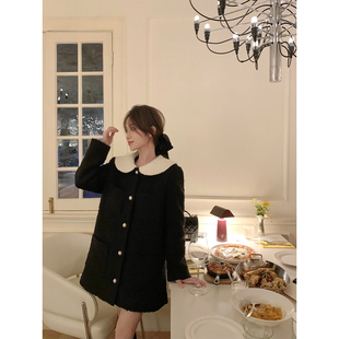 小香风外套 矜贵千金80羊毛娃娃领白鸭绒羽绒服加厚中长款 BLUE