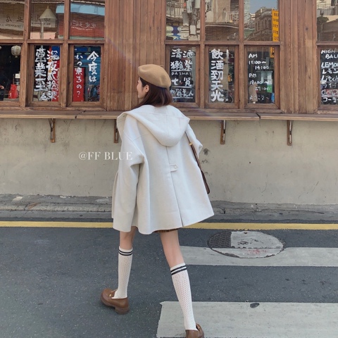 Ff Blue 圣日耳曼小学妹学院风燕麦白连帽双面手工大衣 淘券乐淘宝隐藏内部优惠券