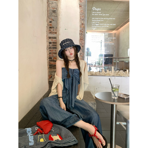 FFBLUE夏季抹胸牛仔套装