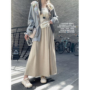 三色休闲卫裙鱼尾裙高腰显瘦显腿长长裙女 南法citywalk BLUE