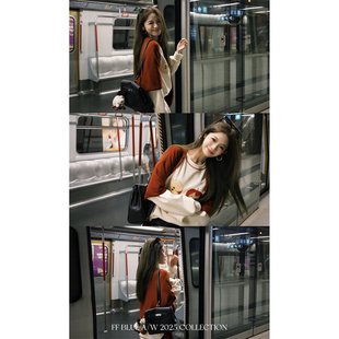 秋冬刚需勃艮第红针织披肩配饰日常百搭围巾女 明媚氛围 BLUE