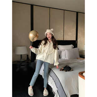 BLUE 显瘦显高浅色直筒裤 波塞冬往事 修身 磨毛加厚九分牛仔裤