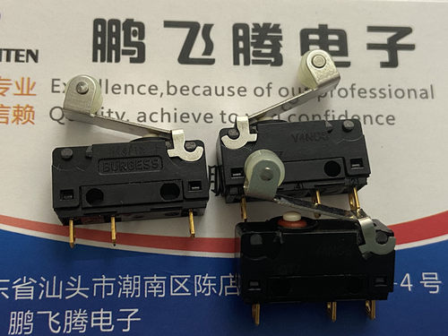全新BURGESS思博 直插3脚微动开关V4NCS防水尘 行程限位滚轮R柄