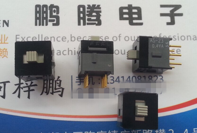 原装日本NKK AS-23AP 0.4VA 微型拨动开关6脚3档 双刀立式滑动 镀金脚
