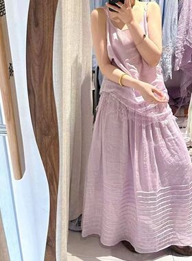2026新款高品质苎麻半身裙女夏季新款休闲甜美减龄文艺气质