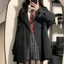 神仙club原创JK制服风衣女秋冬学院风校供感宽松中长款外套大衣女