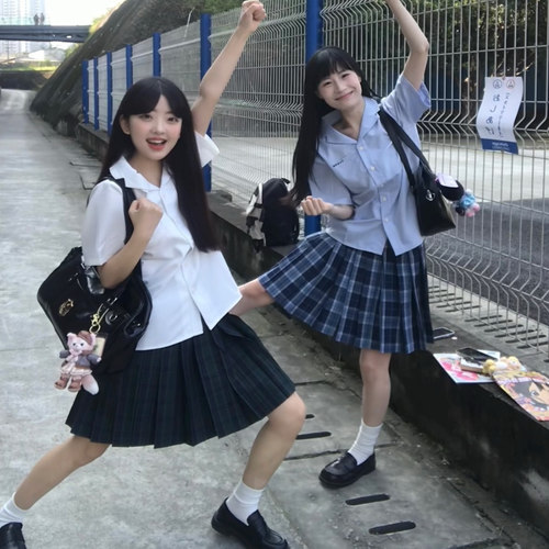 春森格裙jk格裙绿格校供感