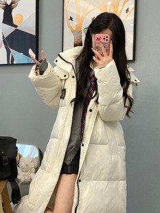 連帽羽絨服加厚保暖過膝棉服秋冬女 jk藝校學院風長款 神仙club