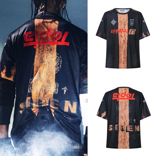 TRAVIS SCOTT足球明星同款美式球衣UTOPIA专辑限定款网眼短袖T恤