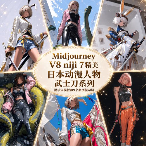MidjourneyV8时尚日漫niji7动漫提示词模板AI绘画prompt咒语指令