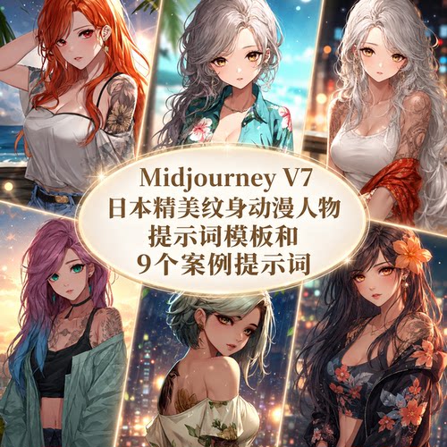 Midjourney二次元纹身动漫角色提示词AI绘画prompt咒语niji7指令