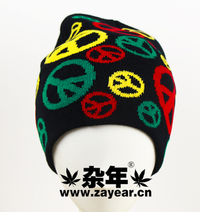 杂年文化新品 男女牙买加雷鬼reggae反战嘻哈街舞针织帽毛线帽