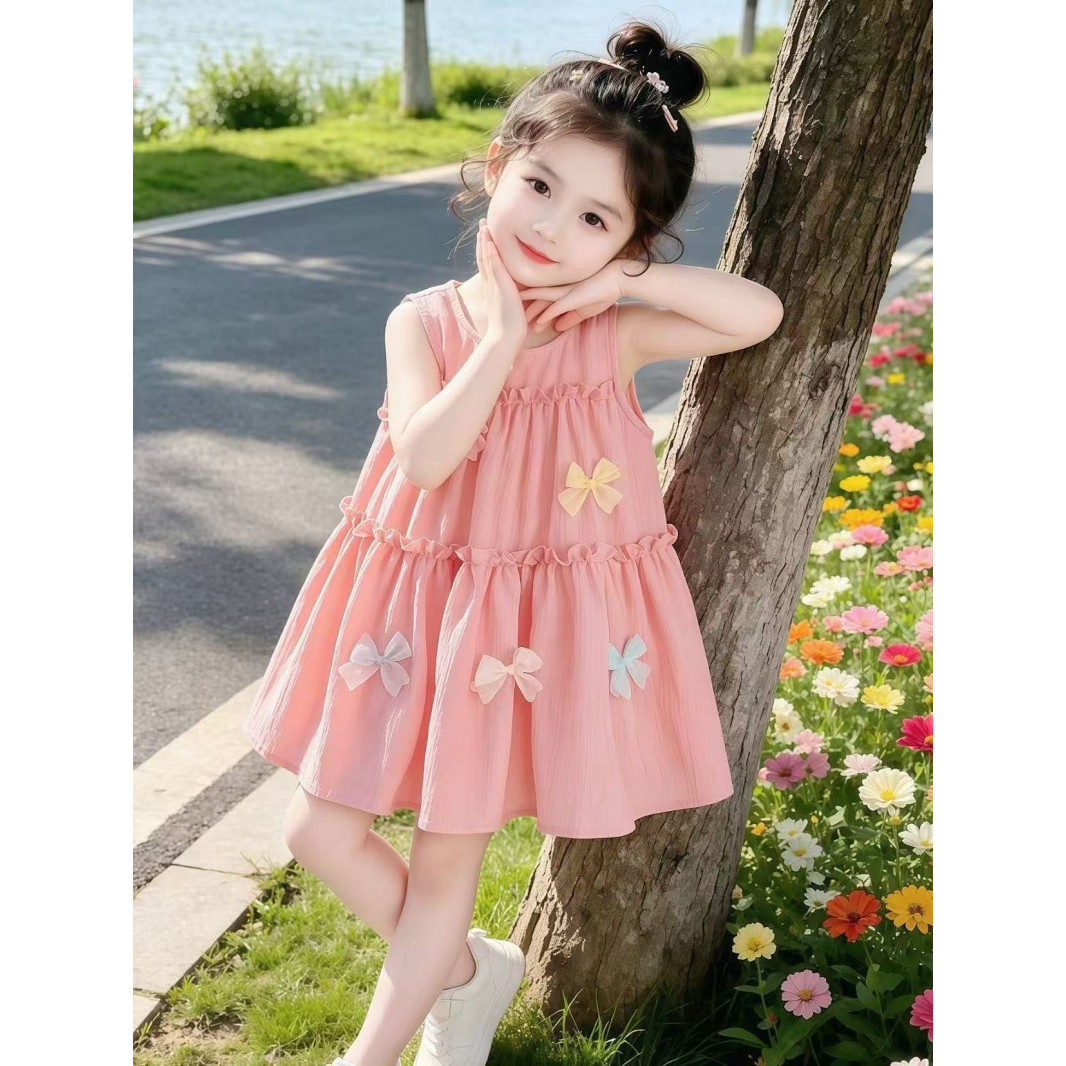 女童夏季薄款蝴蝶结蛋糕公主裙