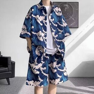 夏季沙滩套装男士短袖男装速干衣服海边旅行穿搭情侣夏装薄款短裤