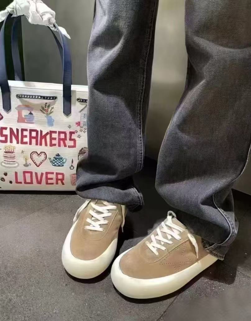 做旧星星小脏鞋2025年秋季新款真皮厚底百搭真皮运动休闲面包鞋女