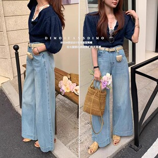 子小个子高腰百搭直筒裤 流行裤 子 女2025年春季 DIMO8503阔腿牛仔裤