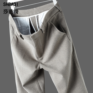 直筒垂感加厚保暖磨毛男锥形休闲裤 秋冬小西裤 子男宽松长裤 毛呢裤