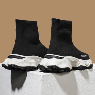 厚底袜子鞋 2025新款 秋冬款 加绒 欧洲站鞋 子潮流冬季 运动鞋 高帮男鞋