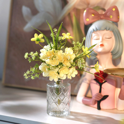 《奶黄茉莉花束》假花摆件餐桌仿真花摆设客厅装饰花艺桌面家居