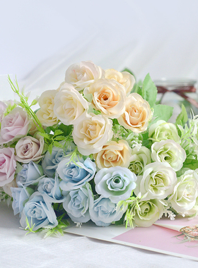 ins小清新仿真假花客厅装饰品塑料摆设干花束插花玫瑰花绣球摆件