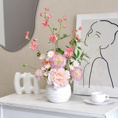 《芳菲》小清新仿真花假花客厅摆设餐桌摆花绢花装饰品花瓶插花艺