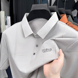 夏季 翻领半袖 薄款 短袖 爸爸装 t恤男士 中老年人冰丝polo衫 夏装 男装