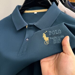夏季中年男士纯棉短袖t恤POLO衫外贸男款上衣保罗美式复古爸爸t恤