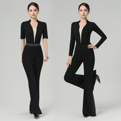 瑜伽服显瘦专业导师礼仪表演服黑