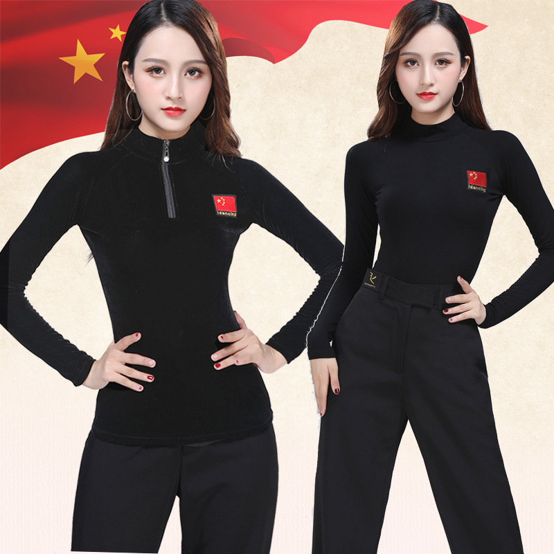 跳舞衣服夏秋季V领圆领T恤男款