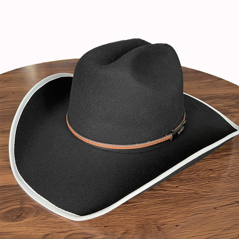 新款纯羊毛骑马帽美国黄石西部牛仔帽大檐骑士帽硬质定型藏式礼帽