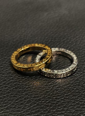 Black Luxurious电镀22K黄金色forever简约十字架FK文明用语戒指