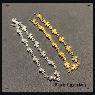Black Luxurious电镀22K18K黄白金色风格十字架流苏女神男神手链