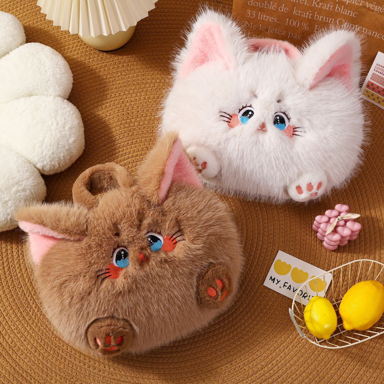 可爱小猫咪热水袋充电防爆热水袋暖水袋毛绒暖手宝暖宝宝2025新款