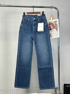 欧美牛仔裤 高品质高腰植绒直筒裤 瘦版阔腿裤 薄绒窄版阔脚裤