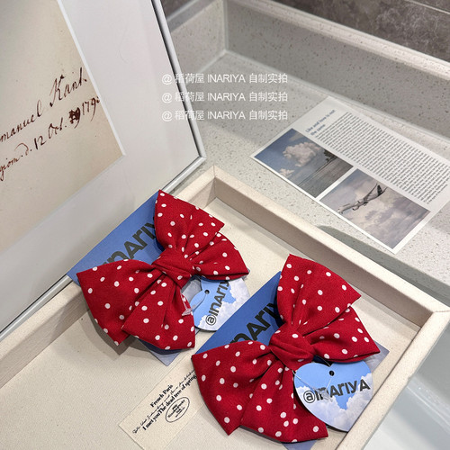【稻荷屋INARIYA】红色波点蝴蝶结发夹动漫同款JK学院风头饰发饰
