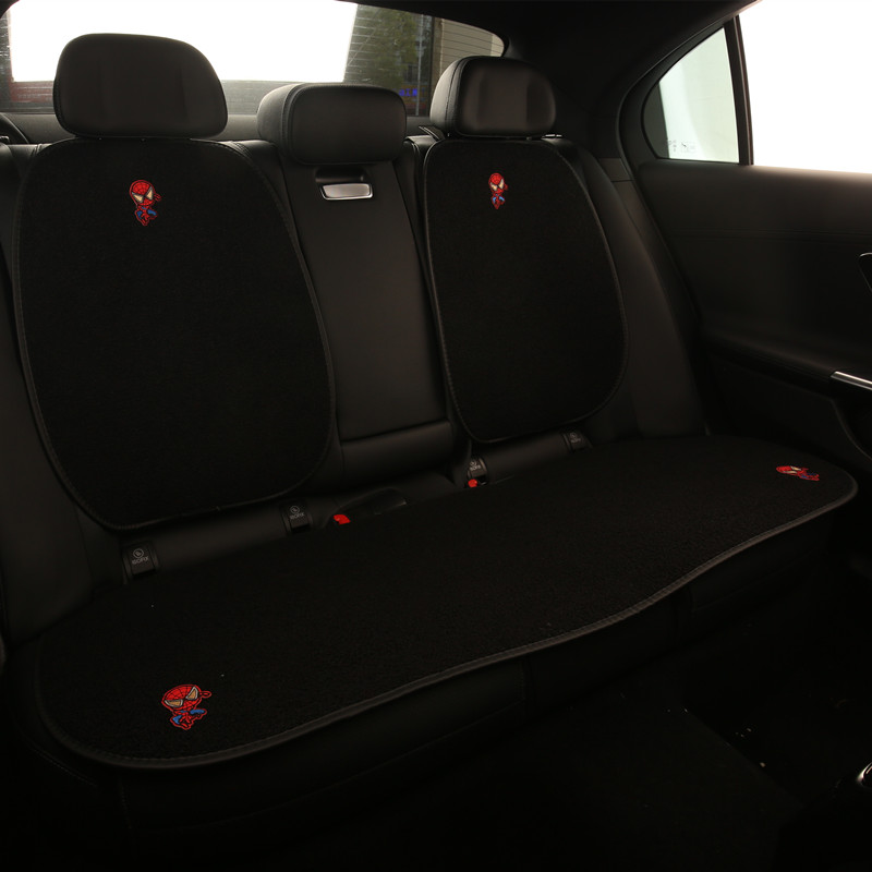 新款汽车坐垫冬季毛绒可爱蜘蛛侠座垫保暖加绒座椅套防滑车内座套