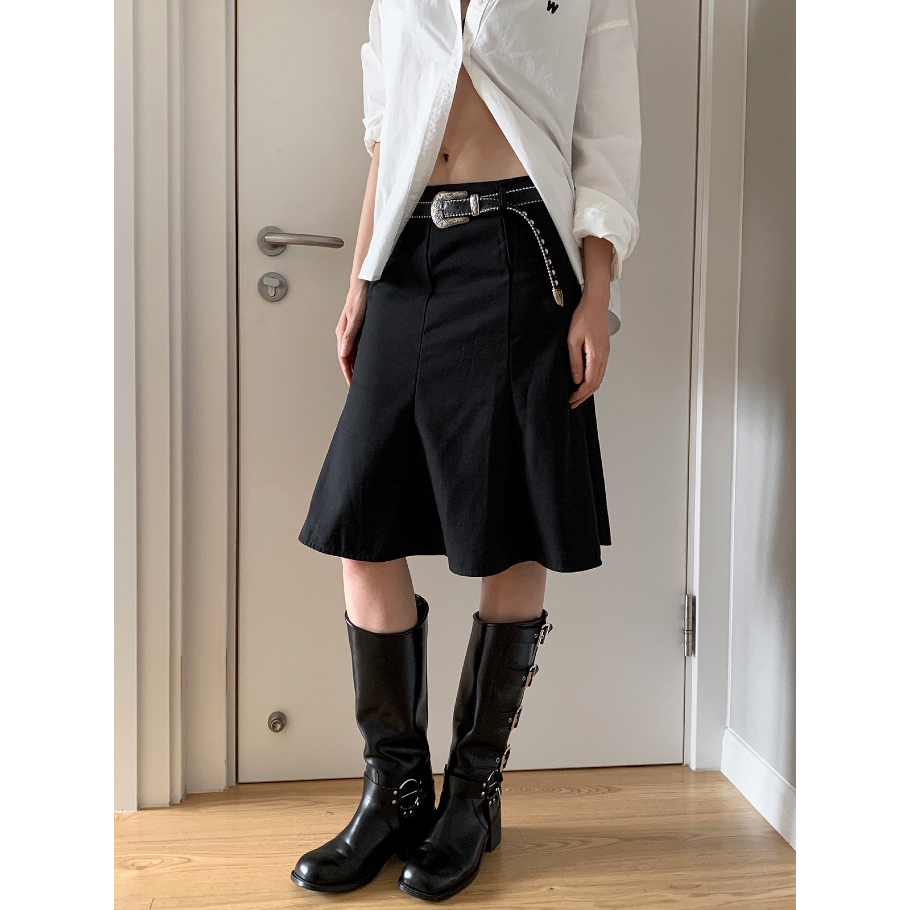 heymilky 简约气质韩系黑色鱼尾半身裙女高腰包臀显瘦A字中长裙