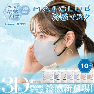 日本乐天新款 MASCLUB立体3D春夏透气冷感防晒高颜值撞色女口罩