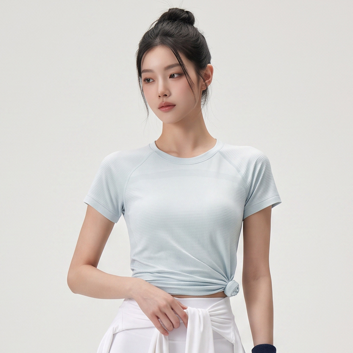 跑步运动瑜伽短袖T恤女夏薄款修身显瘦速干透气正肩普拉提健身衣